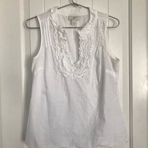 Loft Ruffle front tank in white